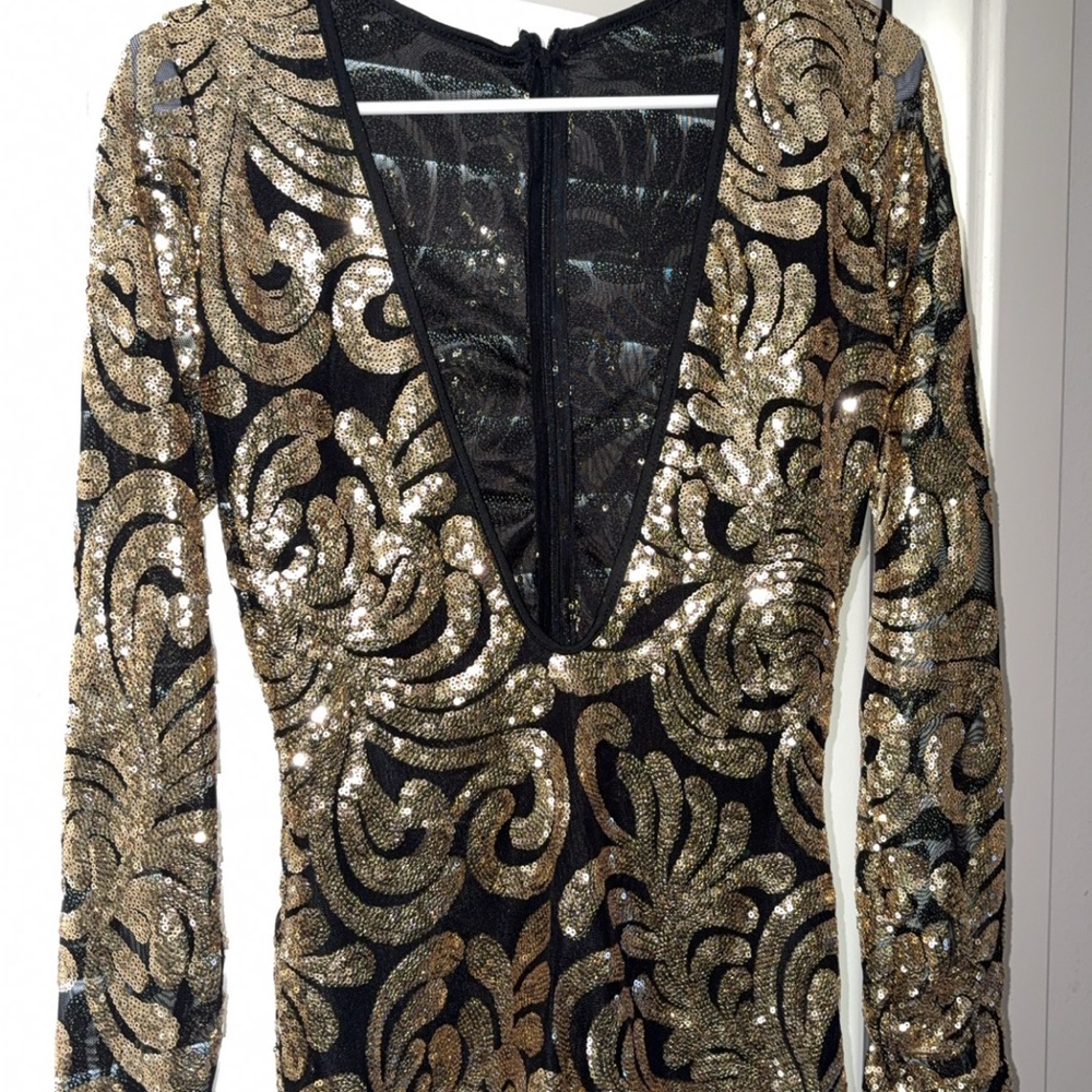 Gold and Black Sequin Romper